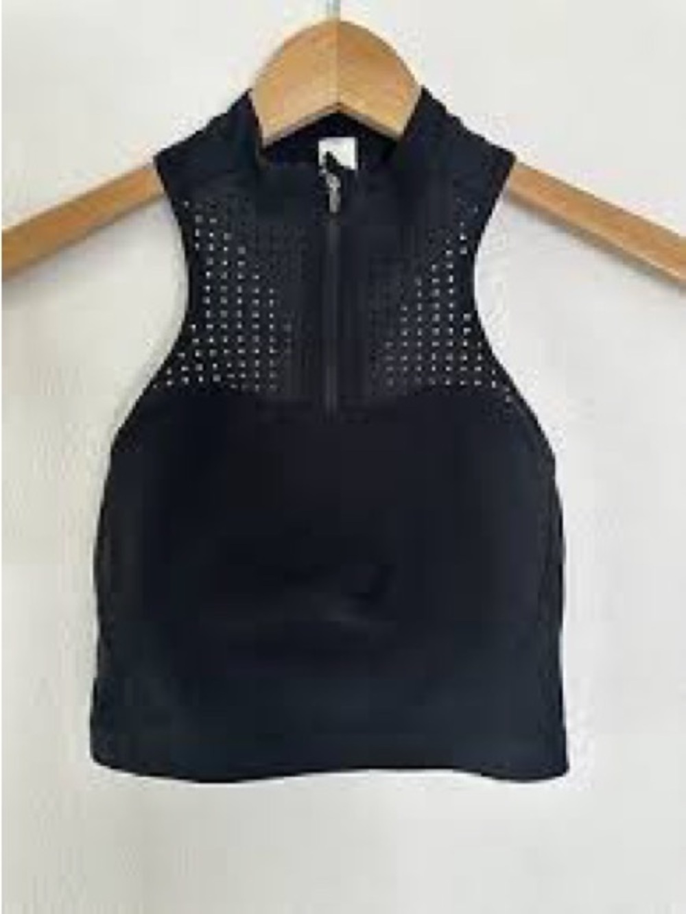 Athleta Black High-Neck Perforated Crop Tank